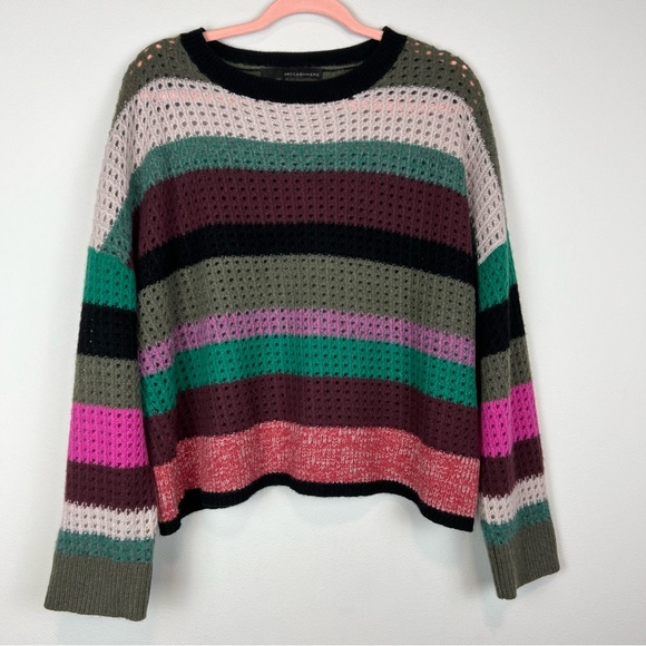 360 Cashmere Ashley Multicolored Open Knit Long Sleeve Sweater Size Medium - Picture 3 of 13